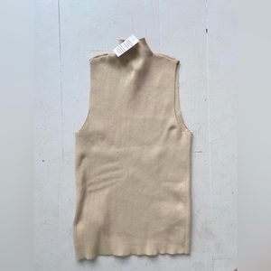 Women’s Nude Mock Turtle Neck Knit Tank Top